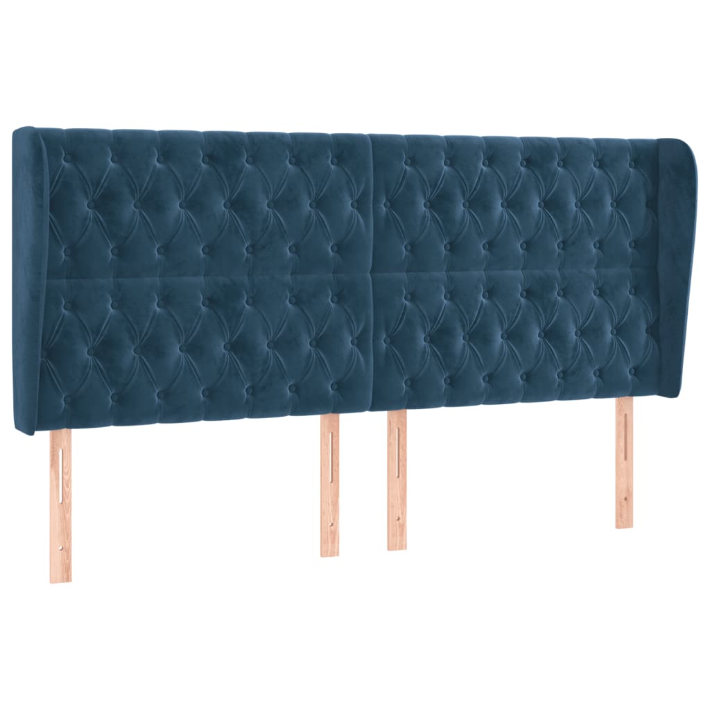 Testiera ad Orecchio Blu Scuro 183x23x118/128 cm in Velluto