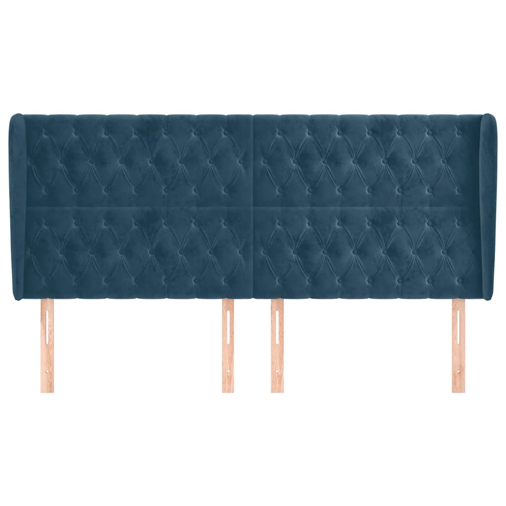 Testiera ad Orecchio Blu Scuro 183x23x118/128 cm in Velluto
