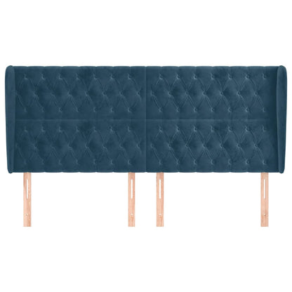 Testiera ad Orecchio Blu Scuro 183x23x118/128 cm in Velluto
