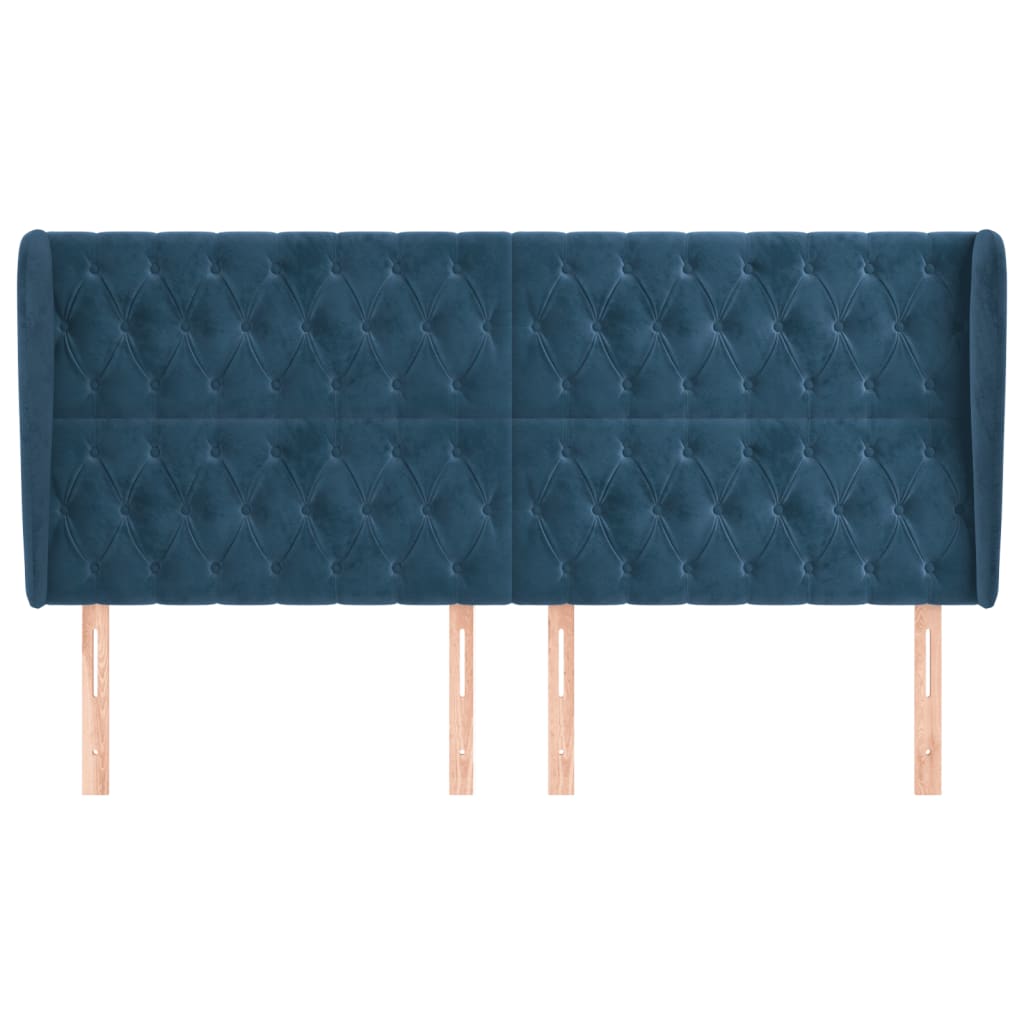 Testiera ad Orecchio Blu Scuro 183x23x118/128 cm in Velluto
