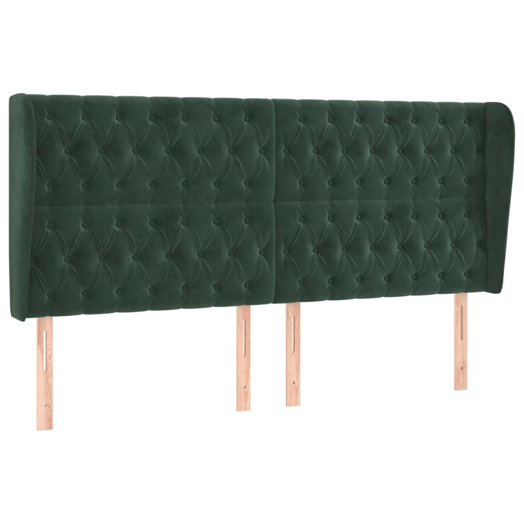 Testiera ad Orecchio Verde Scuro 203x23x118/128cm in Velluto