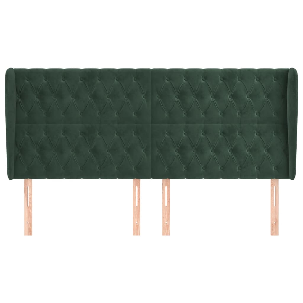 Testiera ad Orecchio Verde Scuro 203x23x118/128cm in Velluto