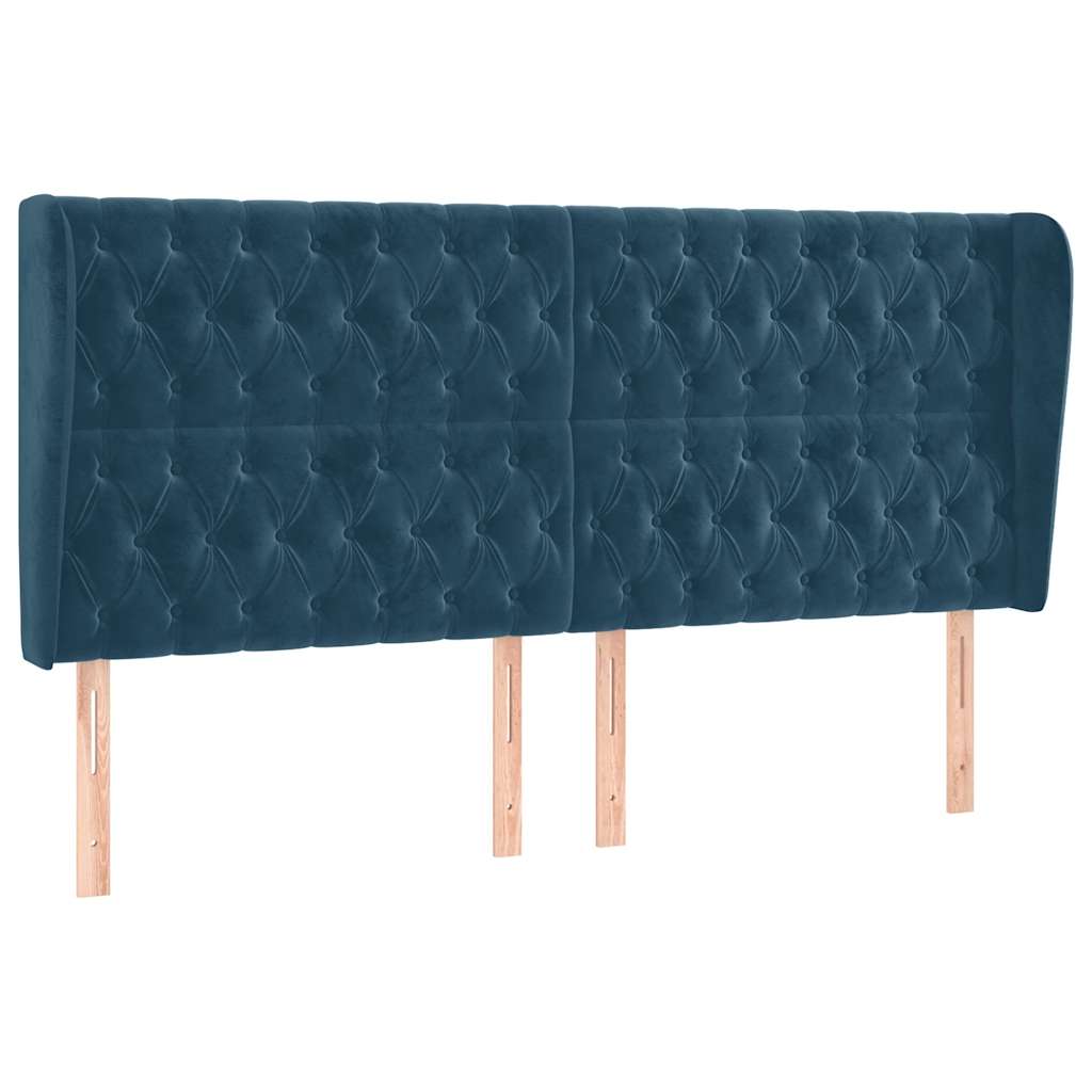 Testiera ad Orecchio Blu Scuro 203x23x118/128 cm in Velluto