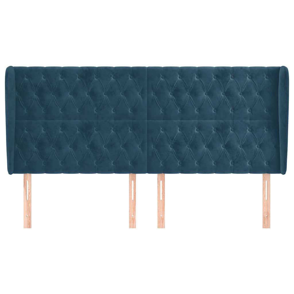 Testiera ad Orecchio Blu Scuro 203x23x118/128 cm in Velluto
