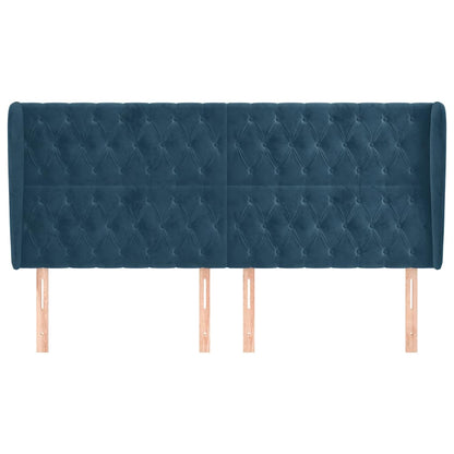 Testiera ad Orecchio Blu Scuro 203x23x118/128 cm in Velluto