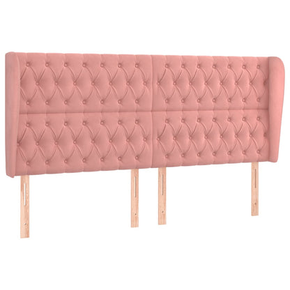 Testiera ad Orecchio Rosa 203x23x118/128 cm in Velluto