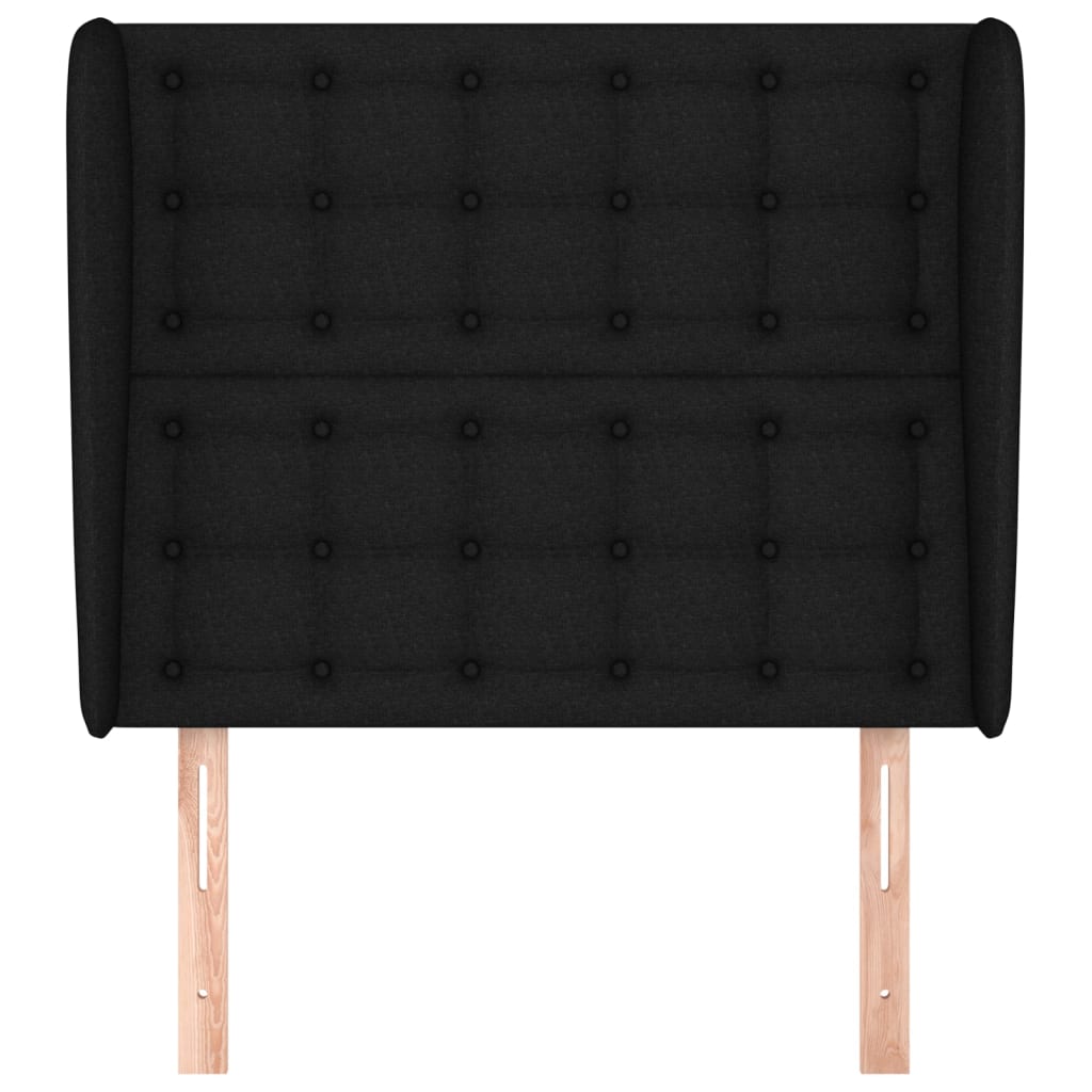 Testiera ad Orecchio Nera 83x23x118/128 cm in Tessuto