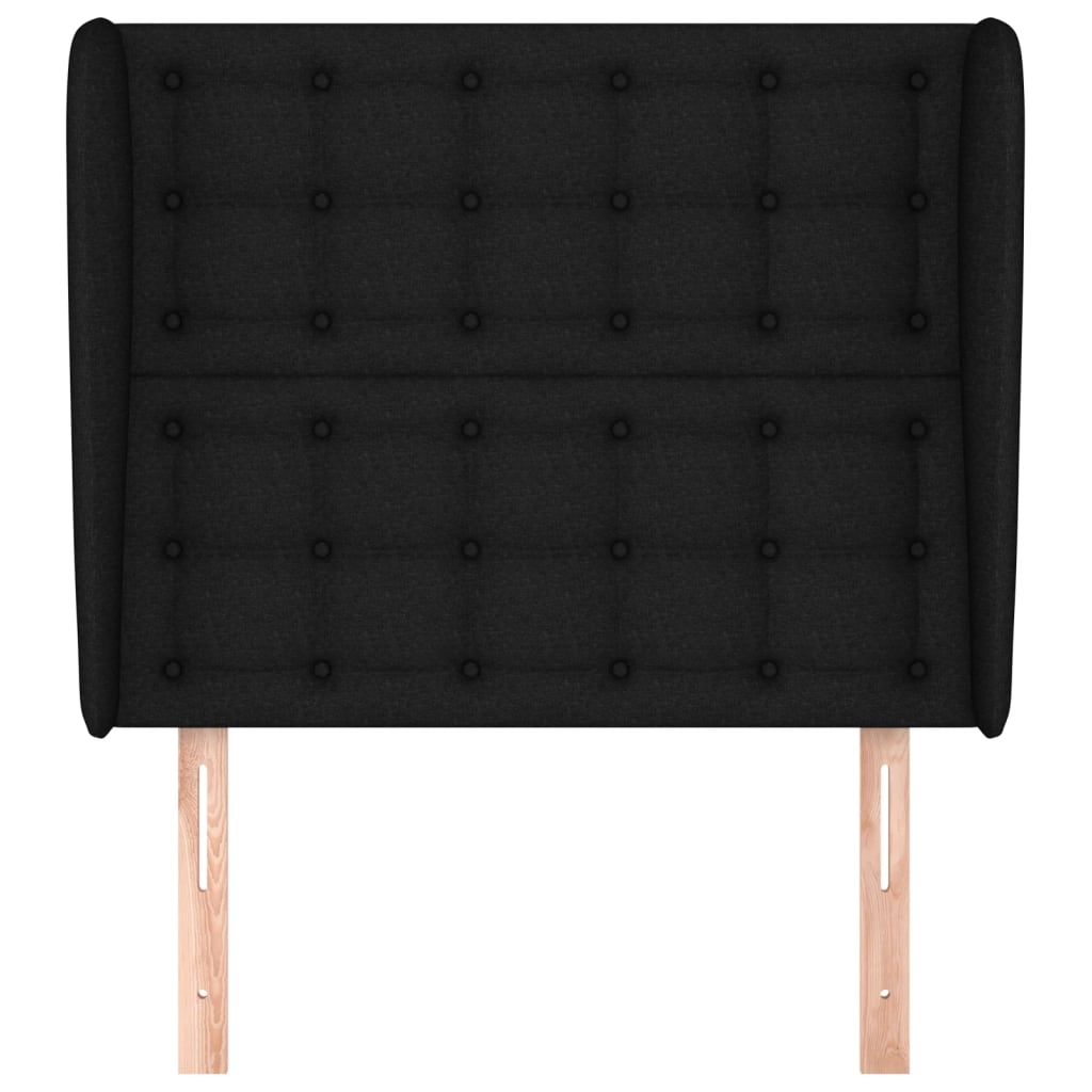 Testiera ad Orecchio Nera 93x23x118/128 cm in Tessuto