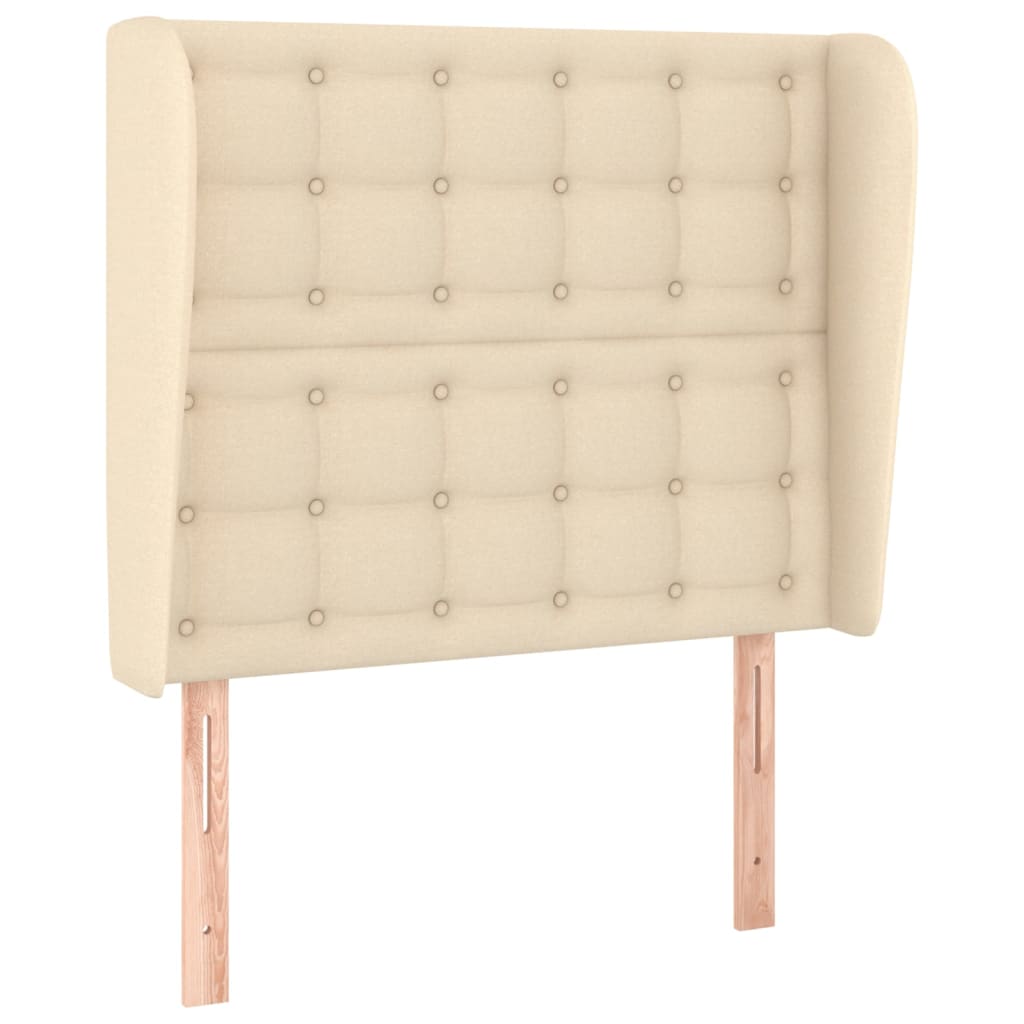 Testiera ad Orecchio Crema 93x23x118/128 cm in Tessuto