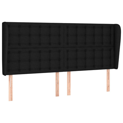 Testiera ad Orecchio Nera 163x23x118/128 cm in Tessuto