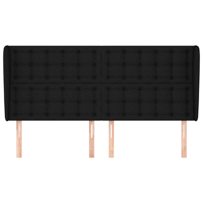 Testiera ad Orecchio Nera 163x23x118/128 cm in Tessuto