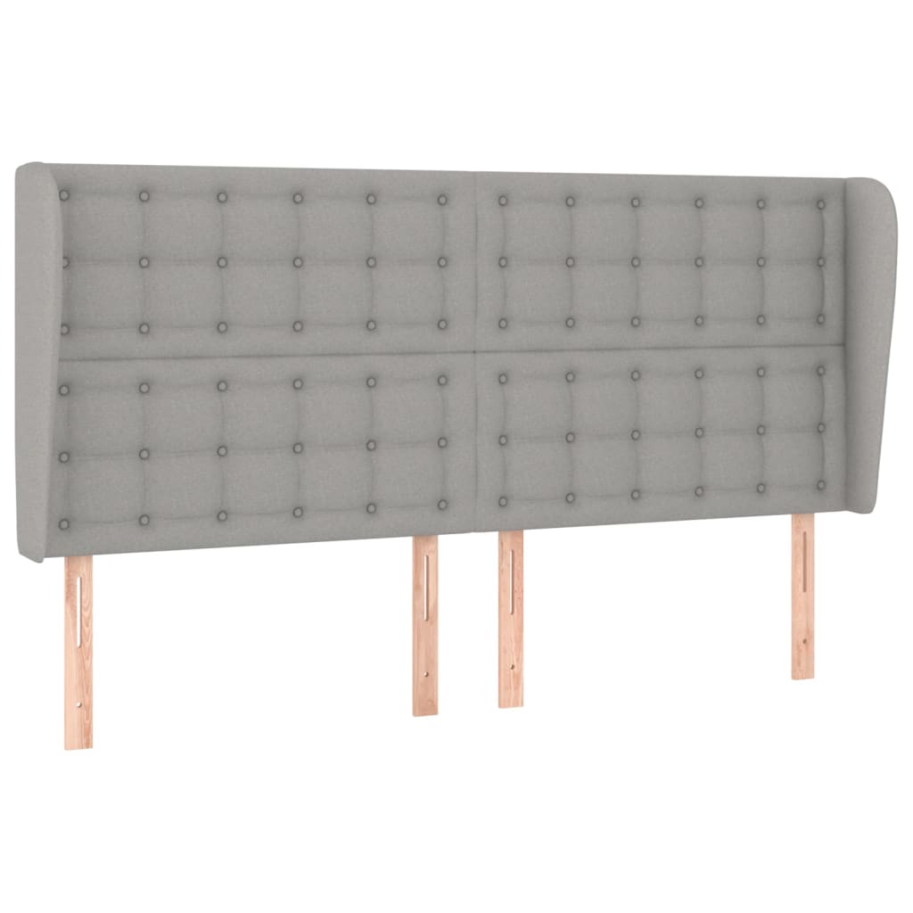 Testiera ad Orecchio Grigio Chiaro 183x23x118/128 cm in Tessuto