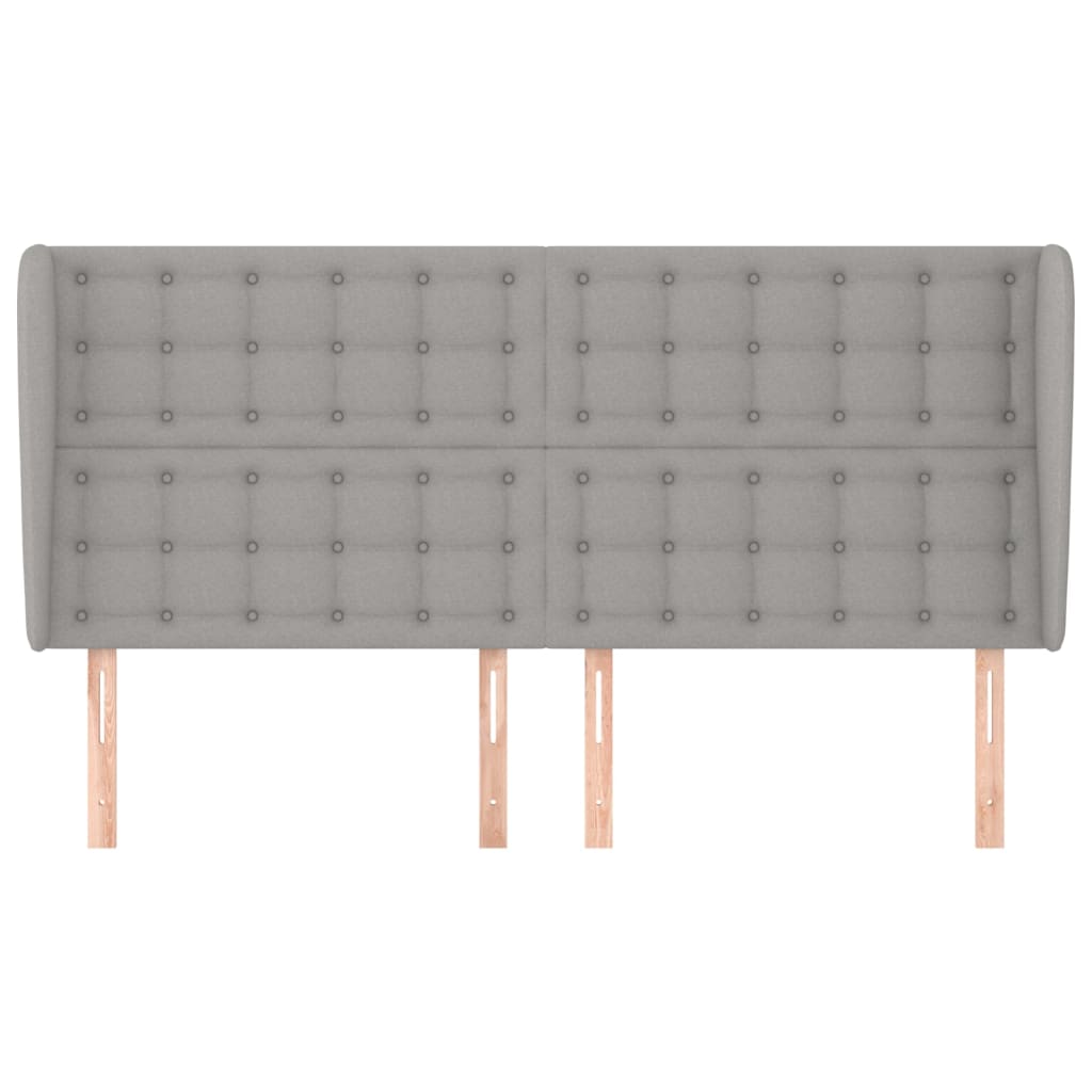 Testiera ad Orecchio Grigio Chiaro 183x23x118/128 cm in Tessuto