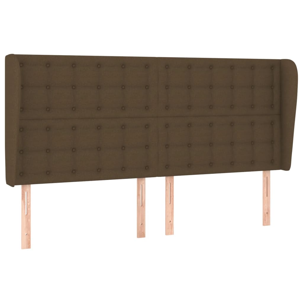 Testiera ad Orecchio Marrone Scuro 183x23x118/128 cm in Tessuto
