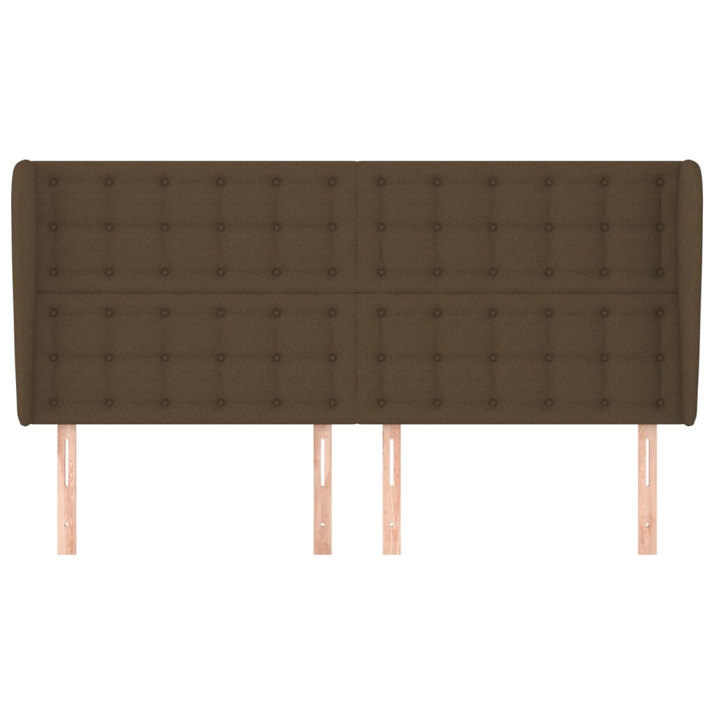 Testiera ad Orecchio Marrone Scuro 203x23x118/128 cm in Tessuto