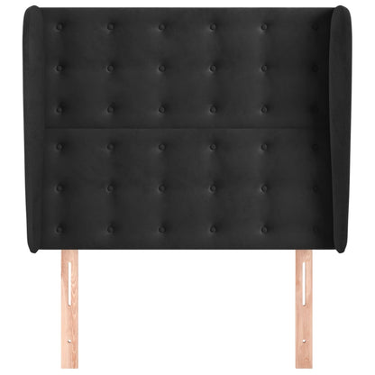 Testiera ad Orecchio Nera 83x23x118/128 cm in Velluto
