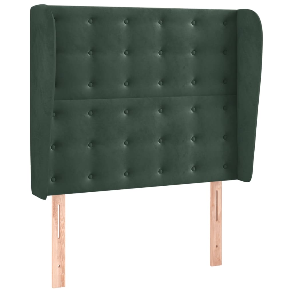 Testiera ad Orecchio Verde Scuro 83x23x118/128 cm in Velluto