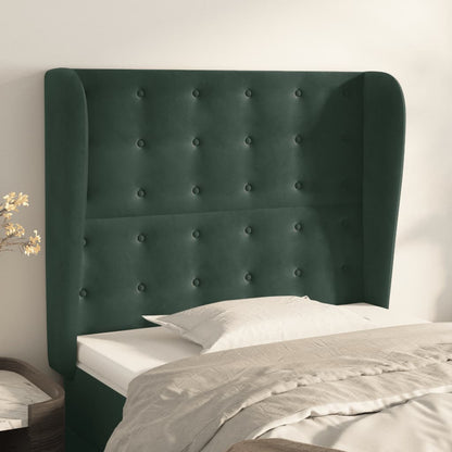 Testiera ad Orecchio Verde Scuro 83x23x118/128 cm in Velluto