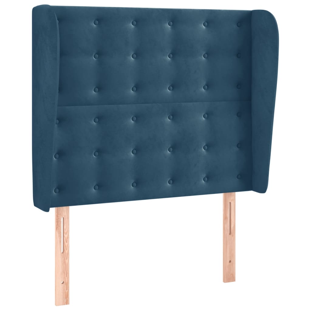 Testiera ad Orecchio Blu Scuro 83x23x118/128 cm in Velluto