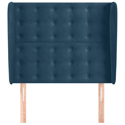Testiera ad Orecchio Blu Scuro 83x23x118/128 cm in Velluto