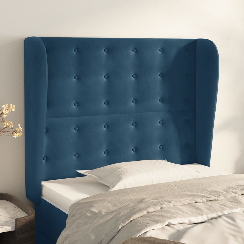 Testiera ad Orecchio Blu Scuro 83x23x118/128 cm in Velluto