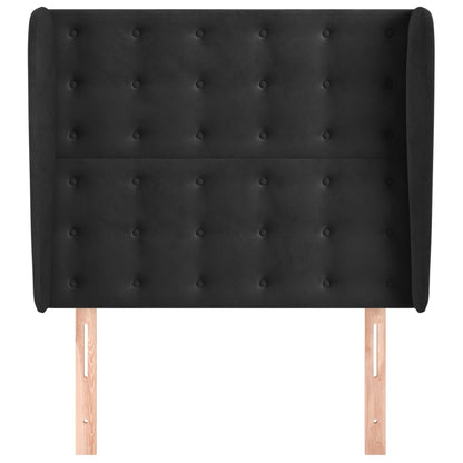 Testiera ad Orecchio Nera 93x23x118/128 cm in Velluto