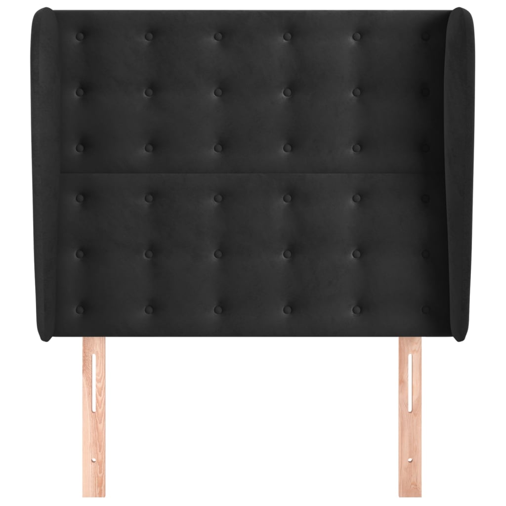 Testiera ad Orecchio Nera 93x23x118/128 cm in Velluto