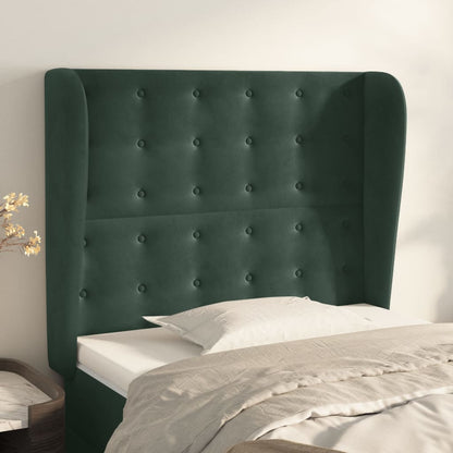 Testiera ad Orecchio Verde Scuro 93x23x118/128 cm in Velluto