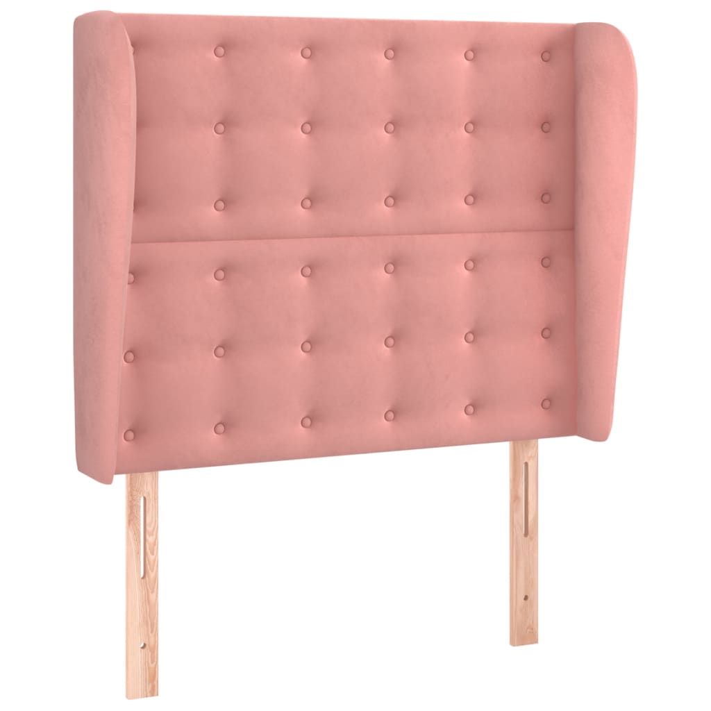 Testiera ad Orecchio Rosa 93x23x118/128 cm in Velluto