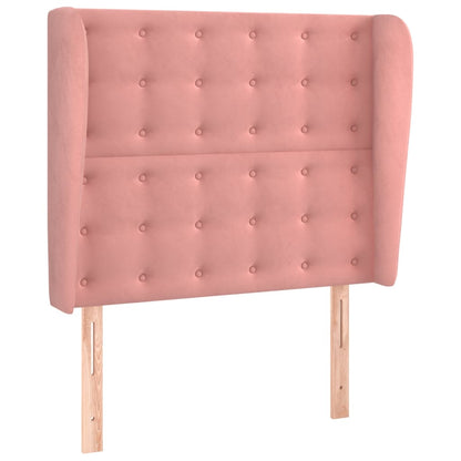 Testiera ad Orecchio Rosa 93x23x118/128 cm in Velluto