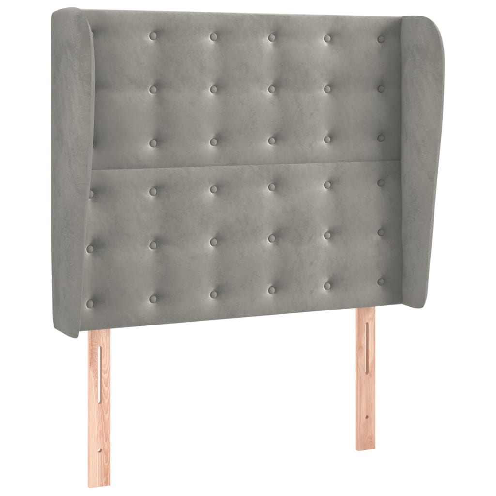 Testiera ad Orecchio Grigio Chiaro 103x23x118/128 cm in Velluto