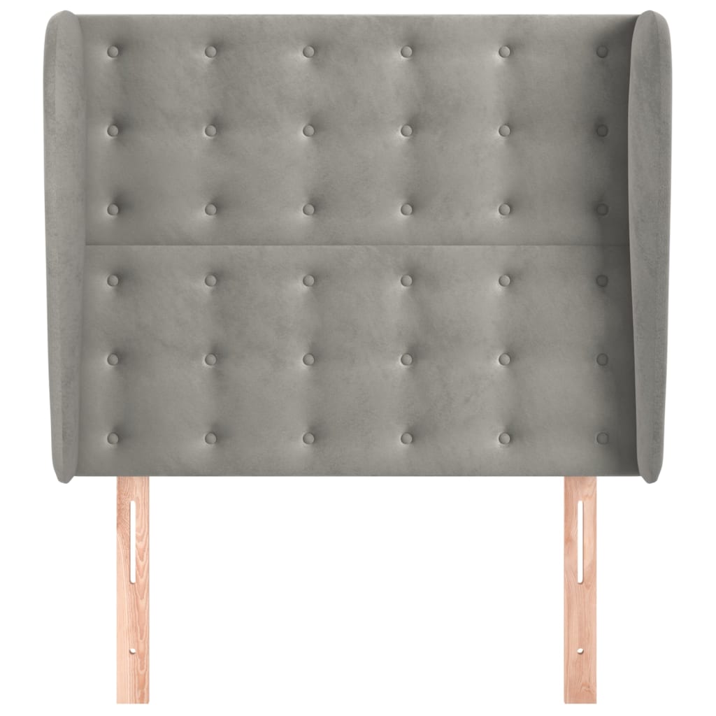 Testiera ad Orecchio Grigio Chiaro 103x23x118/128 cm in Velluto