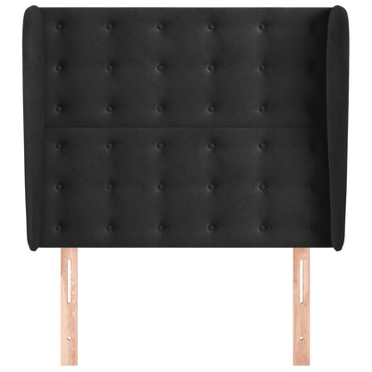 Testiera ad Orecchio Nera 103x23x118/128 cm in Velluto