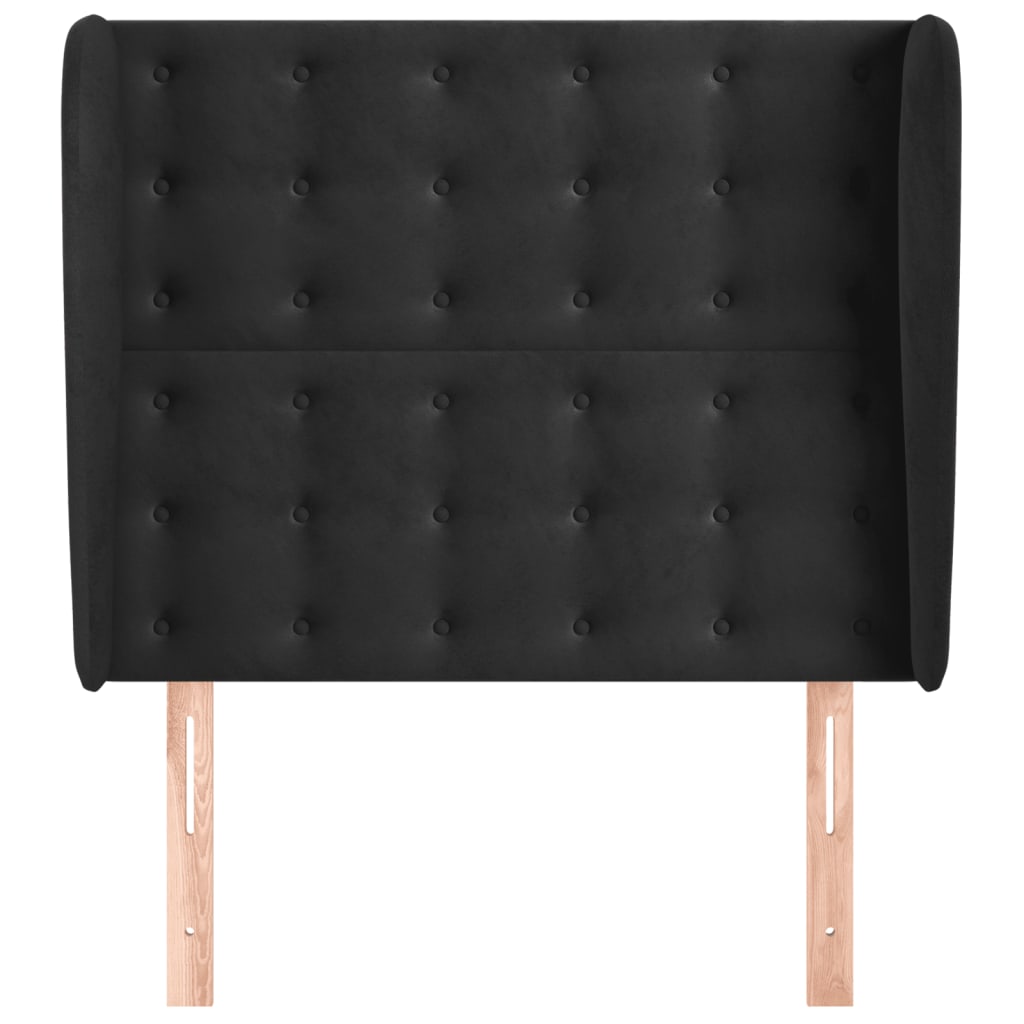 Testiera ad Orecchio Nera 103x23x118/128 cm in Velluto