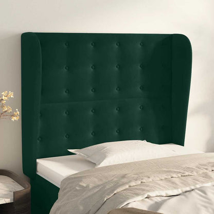 Testiera ad Orecchio Verde Scuro 103x23x118/128cm in Velluto