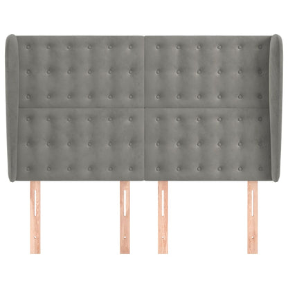 Testiera ad Orecchio Grigio Chiaro 147x23x118/128 cm in Velluto
