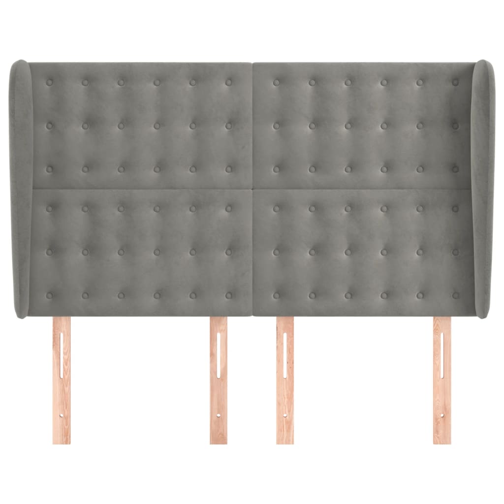 Testiera ad Orecchio Grigio Chiaro 147x23x118/128 cm in Velluto