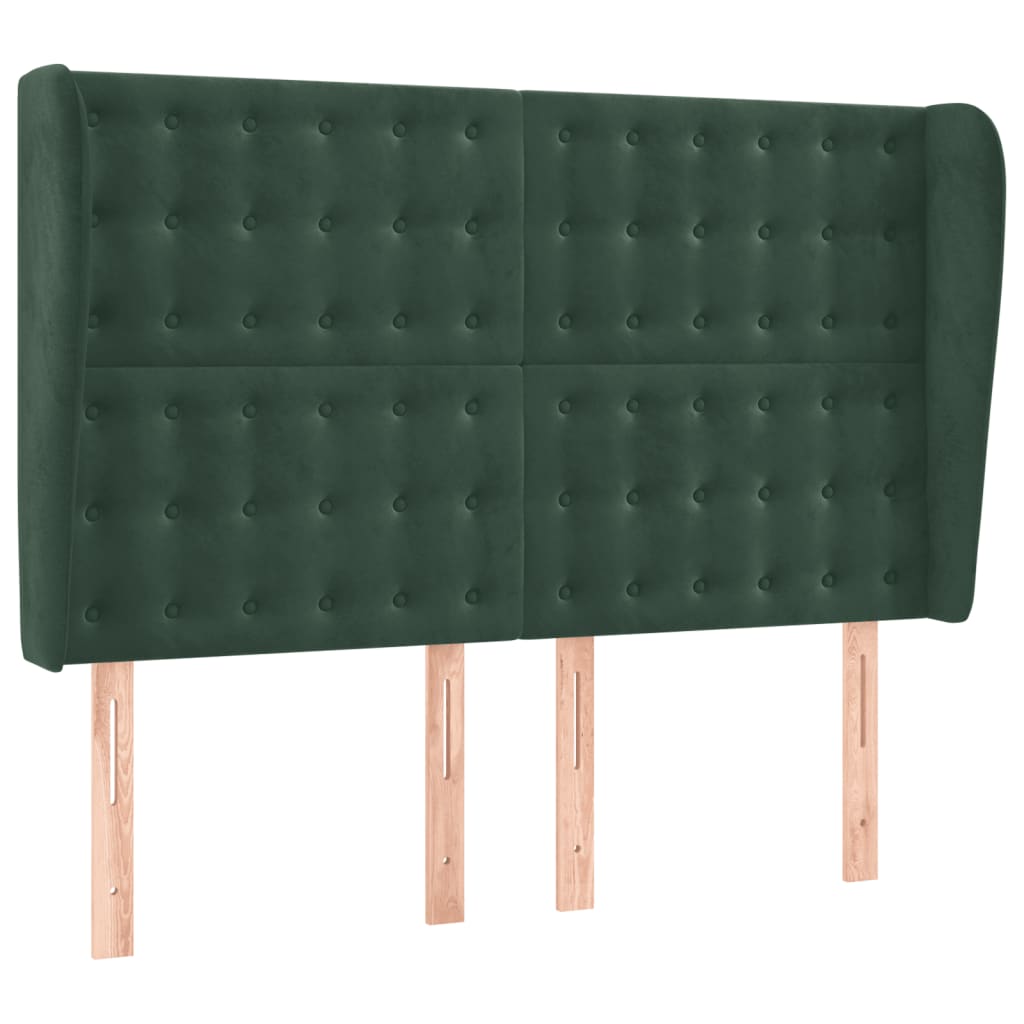 Testiera ad Orecchio Verde Scuro 147x23x118/128cm in Velluto