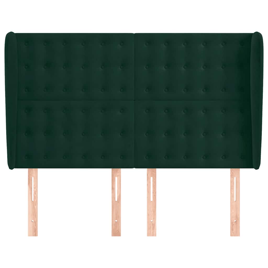 Testiera ad Orecchio Verde Scuro 147x23x118/128cm in Velluto