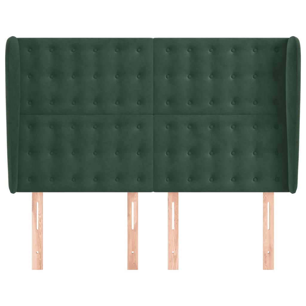 Testiera ad Orecchio Verde Scuro 147x23x118/128cm in Velluto