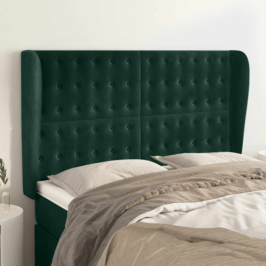 Testiera ad Orecchio Verde Scuro 147x23x118/128cm in Velluto