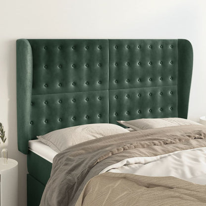 Testiera ad Orecchio Verde Scuro 147x23x118/128cm in Velluto