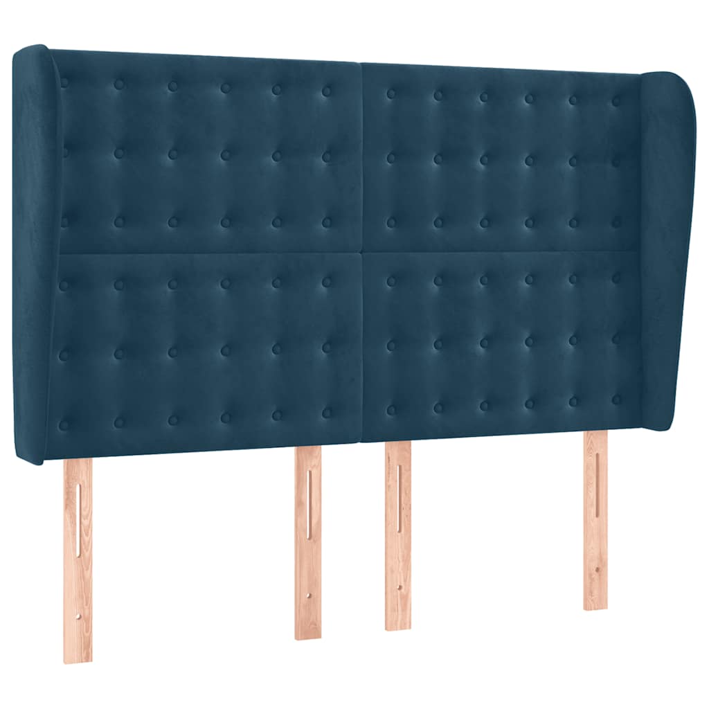 Testiera ad Orecchio Blu Scuro 147x23x118/128cm in Velluto