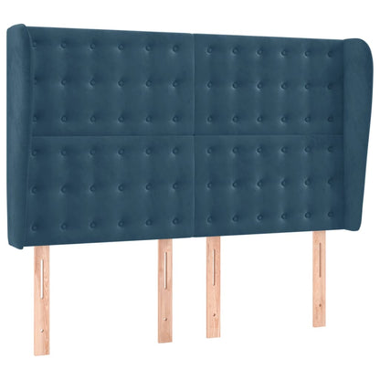Testiera ad Orecchio Blu Scuro 147x23x118/128cm in Velluto