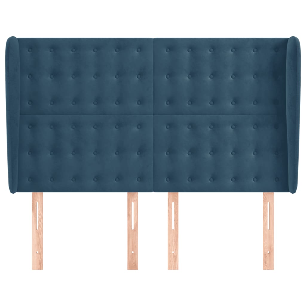 Testiera ad Orecchio Blu Scuro 147x23x118/128cm in Velluto