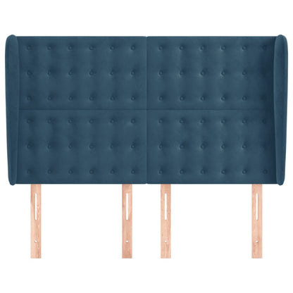 Testiera ad Orecchio Blu Scuro 147x23x118/128cm in Velluto
