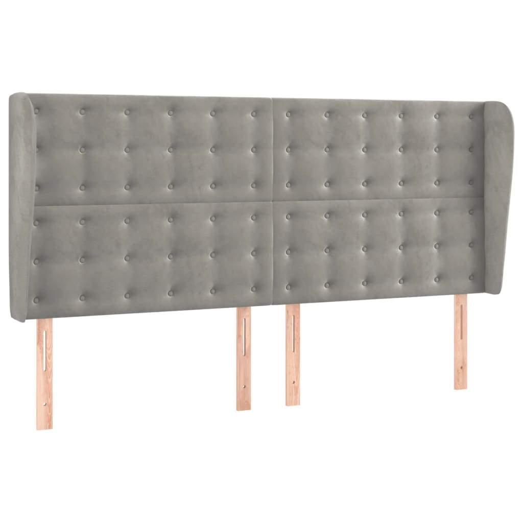 Testiera ad Orecchio Grigio Chiaro 163x23x118/128 cm in Velluto