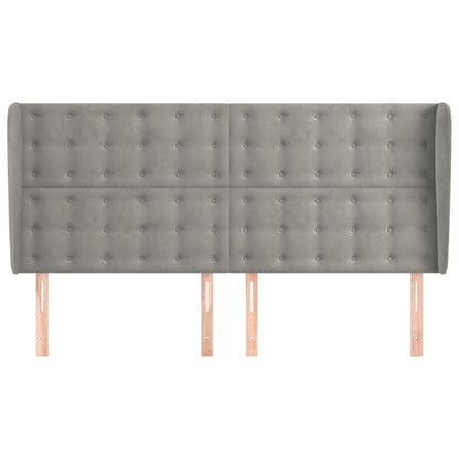 Testiera ad Orecchio Grigio Chiaro 163x23x118/128 cm in Velluto