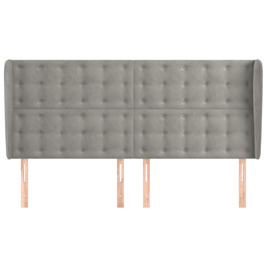 Testiera ad Orecchio Grigio Chiaro 163x23x118/128 cm in Velluto