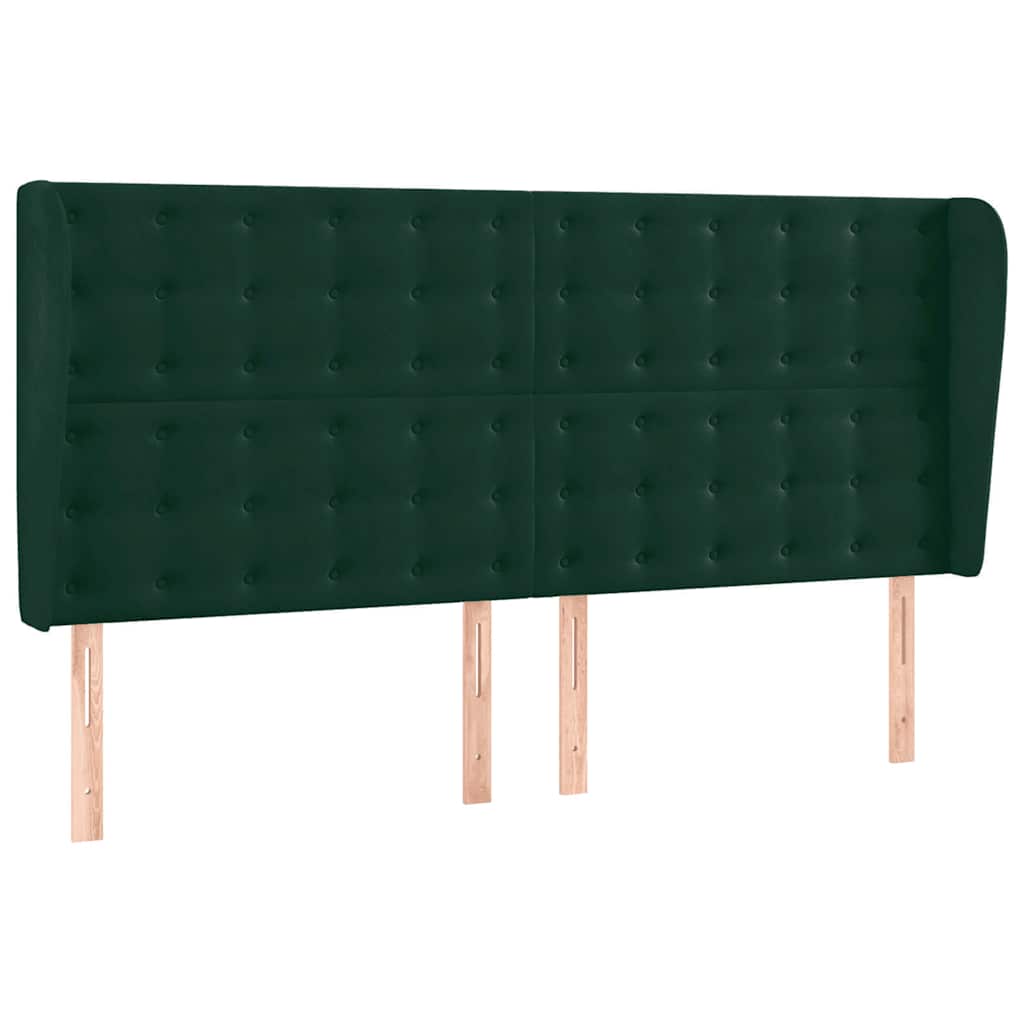 Testiera ad Orecchio Verde Scuro 163x23x118/128cm in Velluto